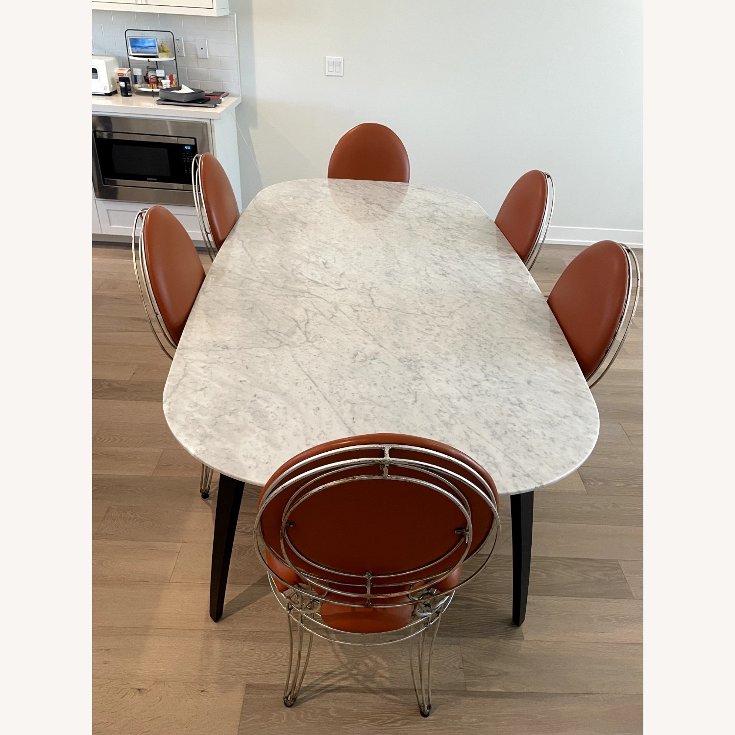 Gubi Elliptical White Marble Dining Table - image-4