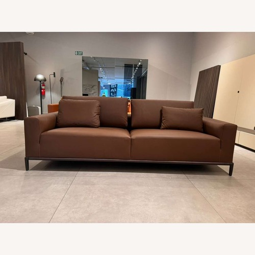 Used Lazzoni Berlin Dark Brown Leather 2 Seater Sofa for sale on AptDeco