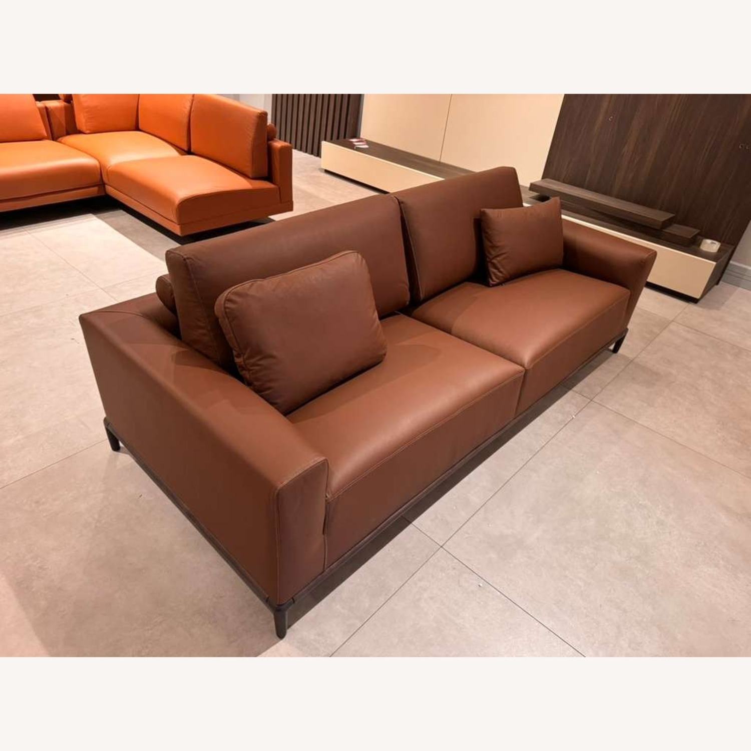 Lazzoni Berlin Dark Brown Leather 2 Seater Sofa - image-4