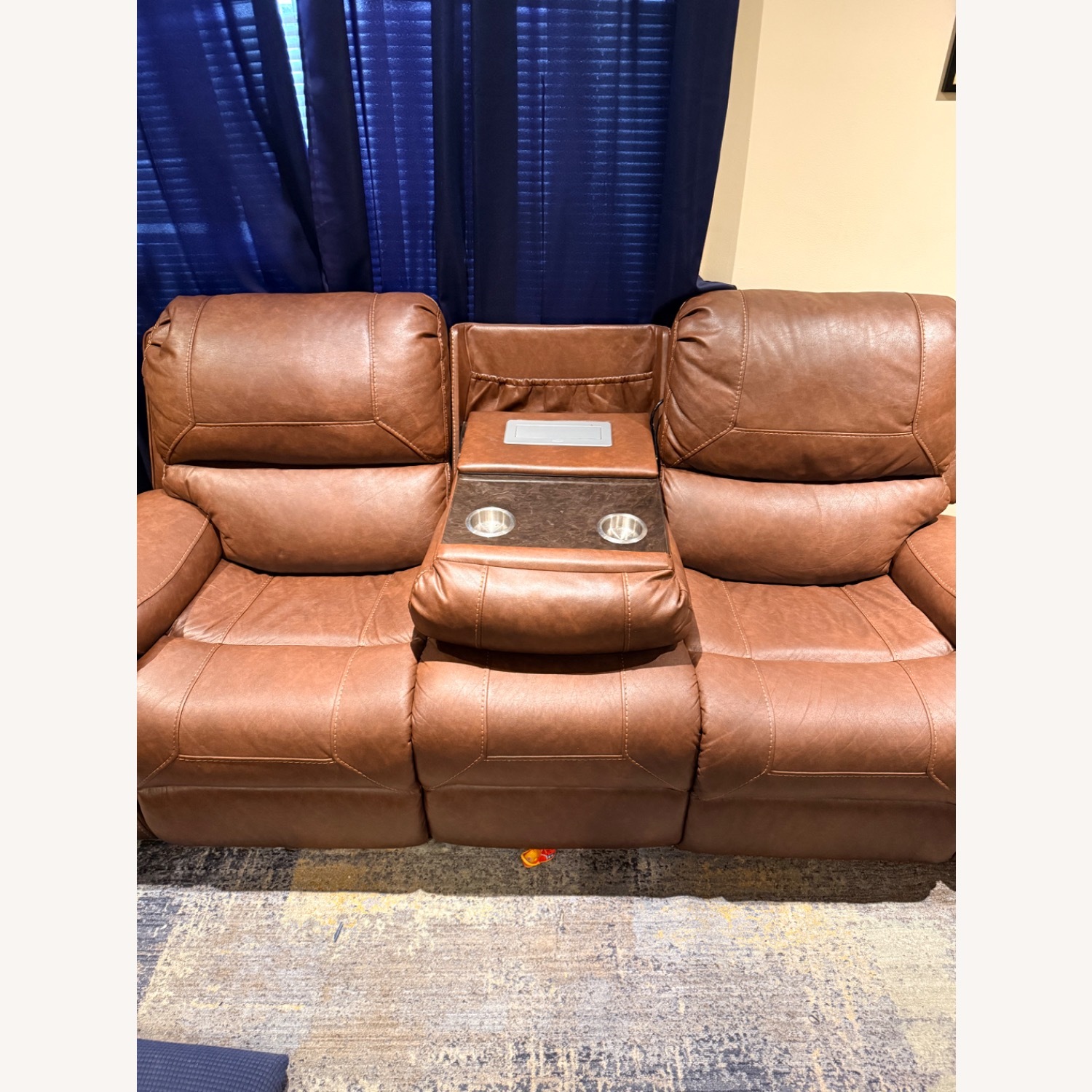 Ashley Furniture Dark Brown Leather Loveseat - image-4