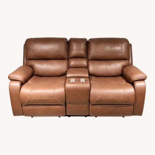 Used Ashley Furniture Dark Brown Leather Loveseat for sale on AptDeco