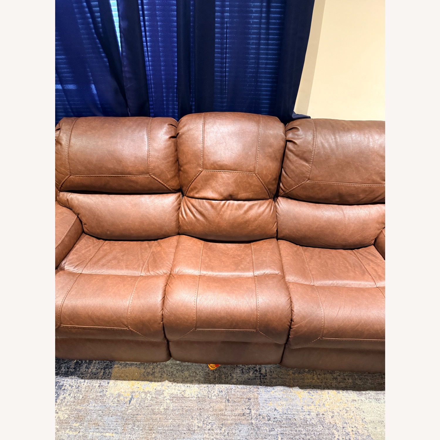 Ashley Furniture Dark Brown Leather Loveseat - image-3