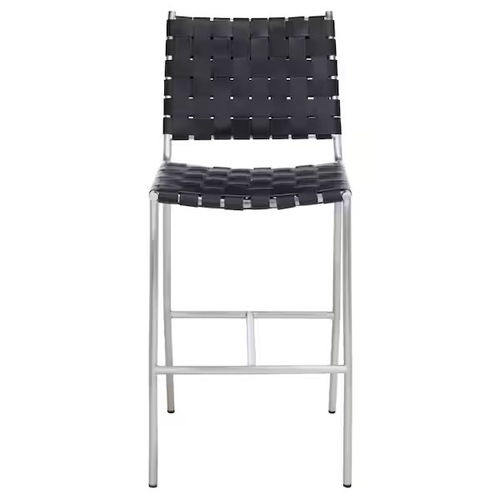 Used Safavieh Olenna Black Leather Stools for sale on AptDeco