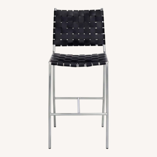 Used Safavieh Olenna Black Leather Stools for sale on AptDeco