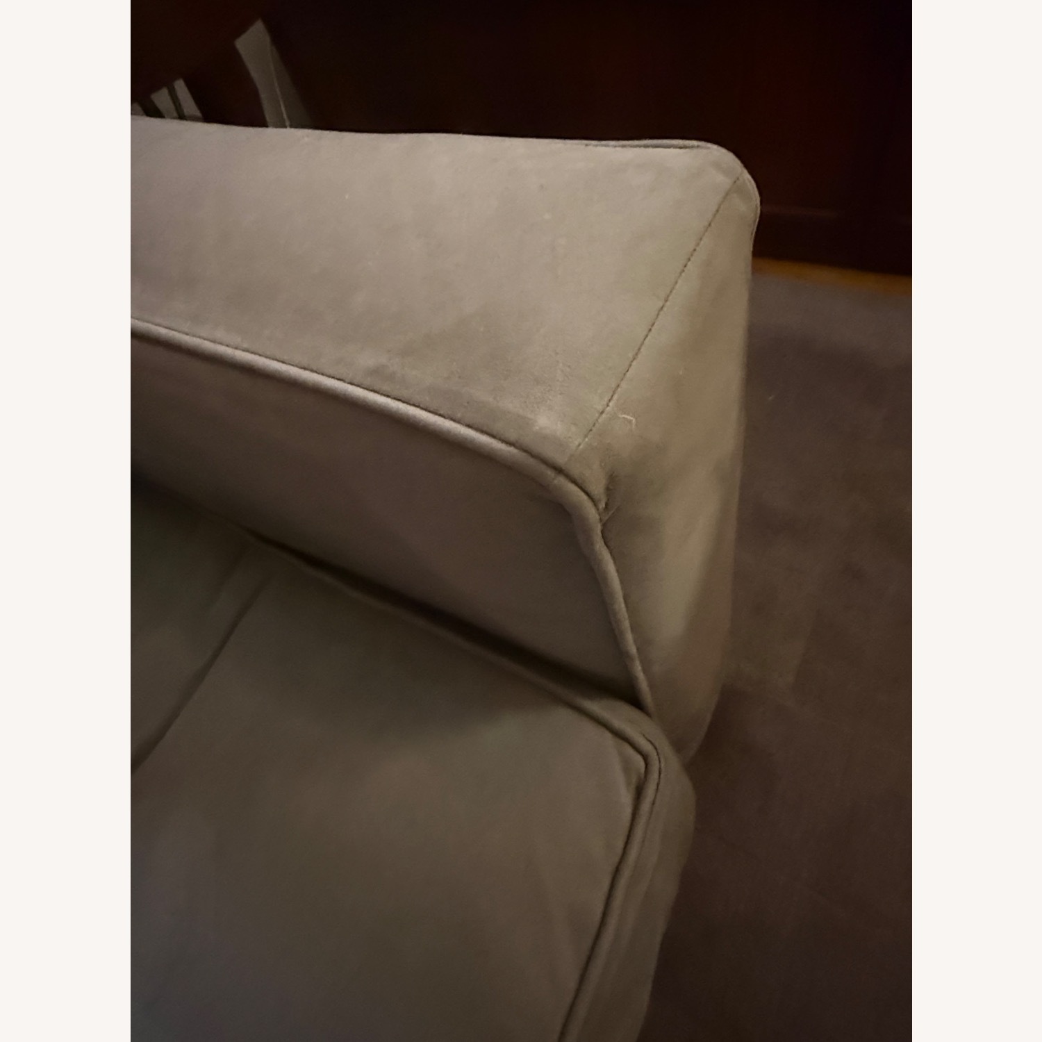 Pottery Barn Dark Gray Suede Loveseat - image-2