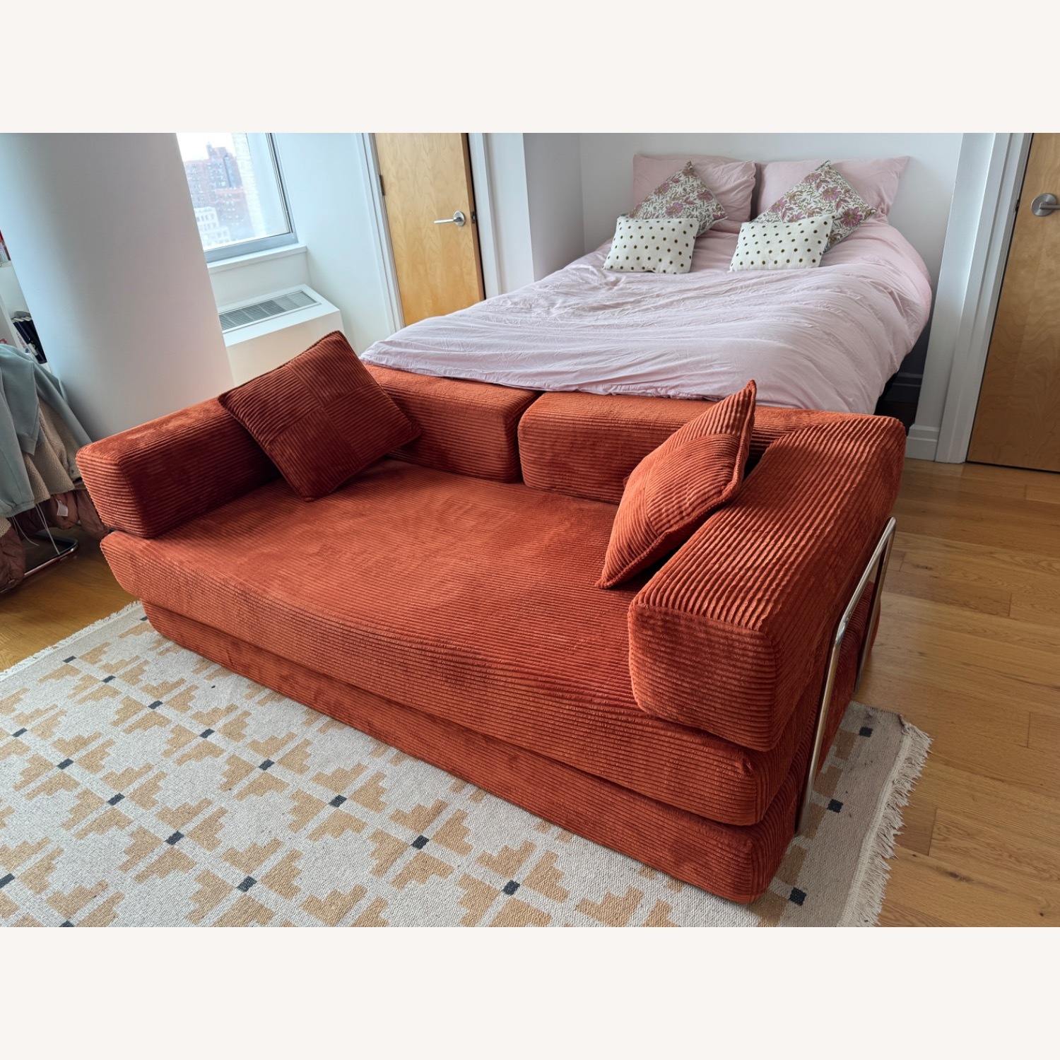 Orange Fabric 3+ Seater Sofa - image-3