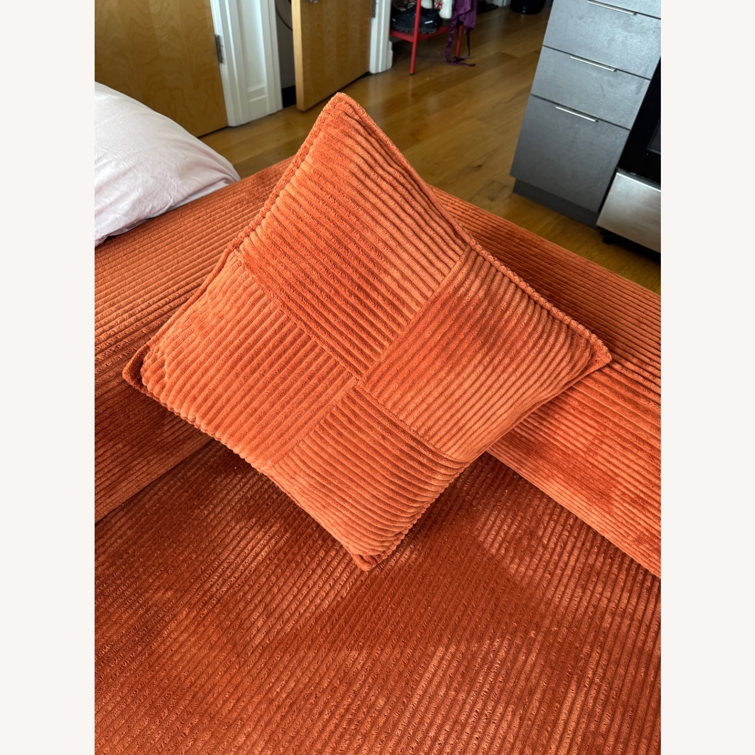 Orange Fabric 3+ Seater Sofa - image-4