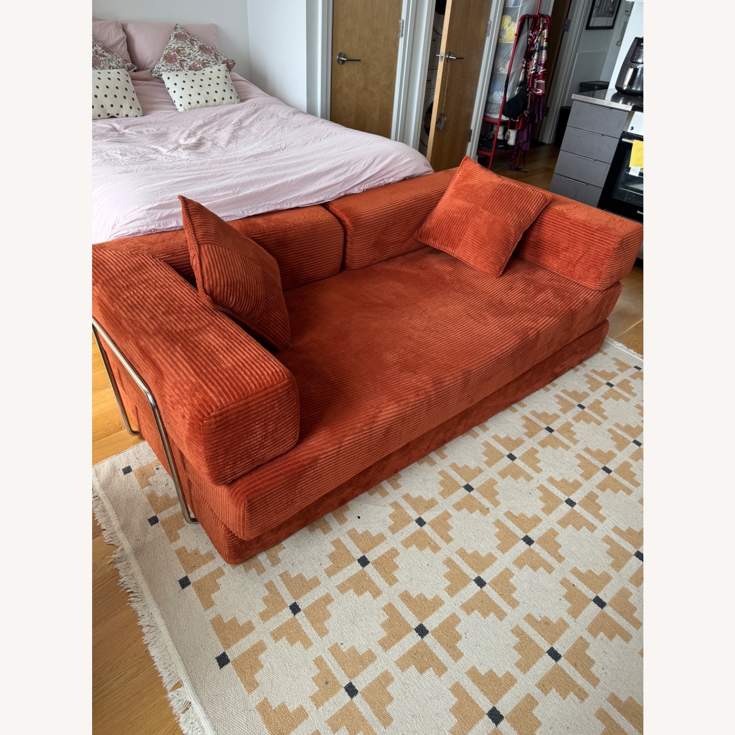 Orange Fabric 3+ Seater Sofa - image-1
