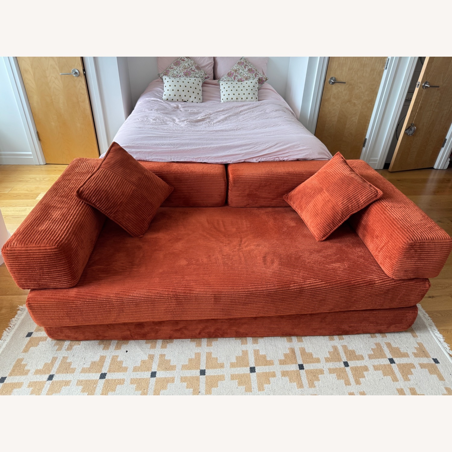 Orange Fabric 3+ Seater Sofa - image-2
