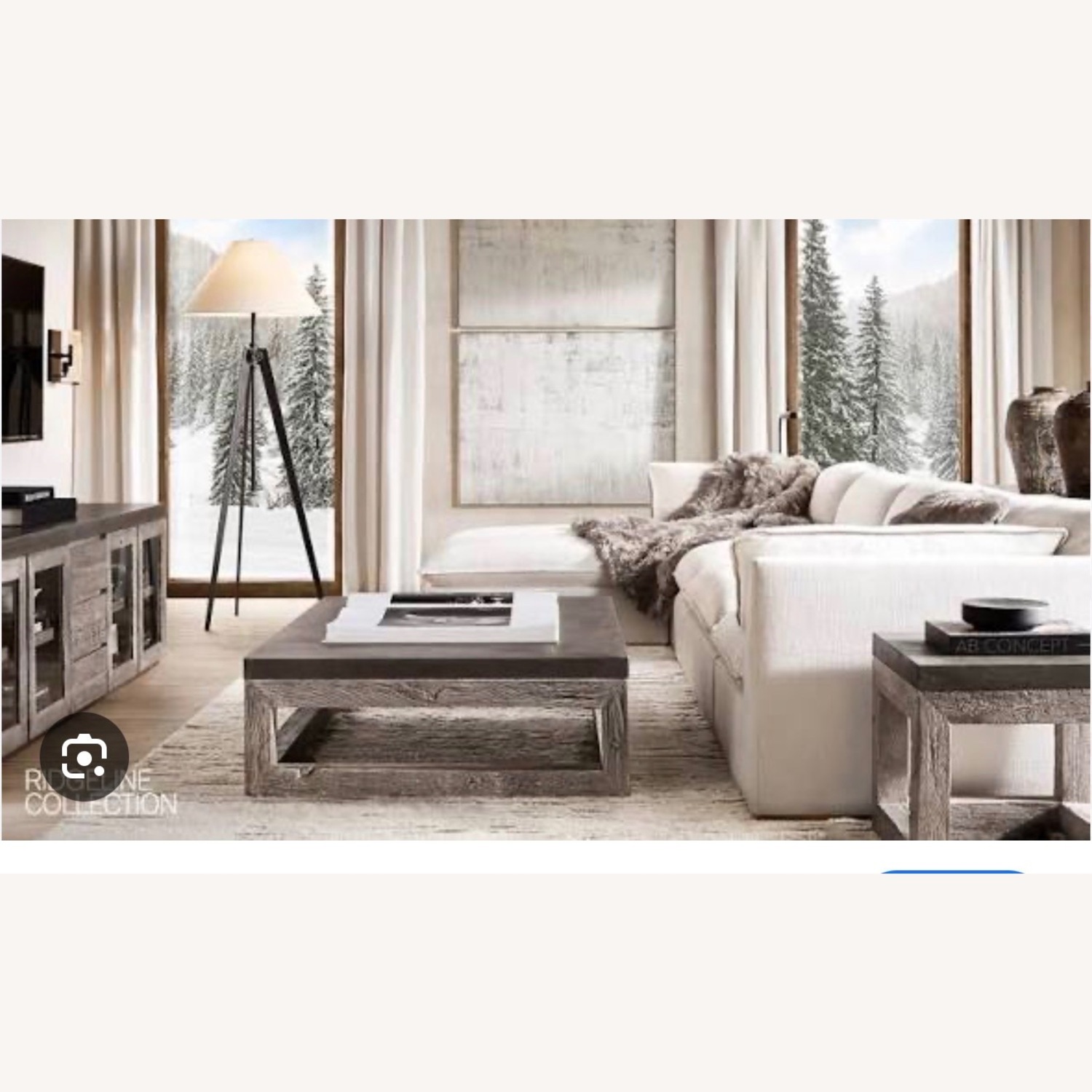 Restoration Hardware Light Gray Wood Coffee Table - image-1