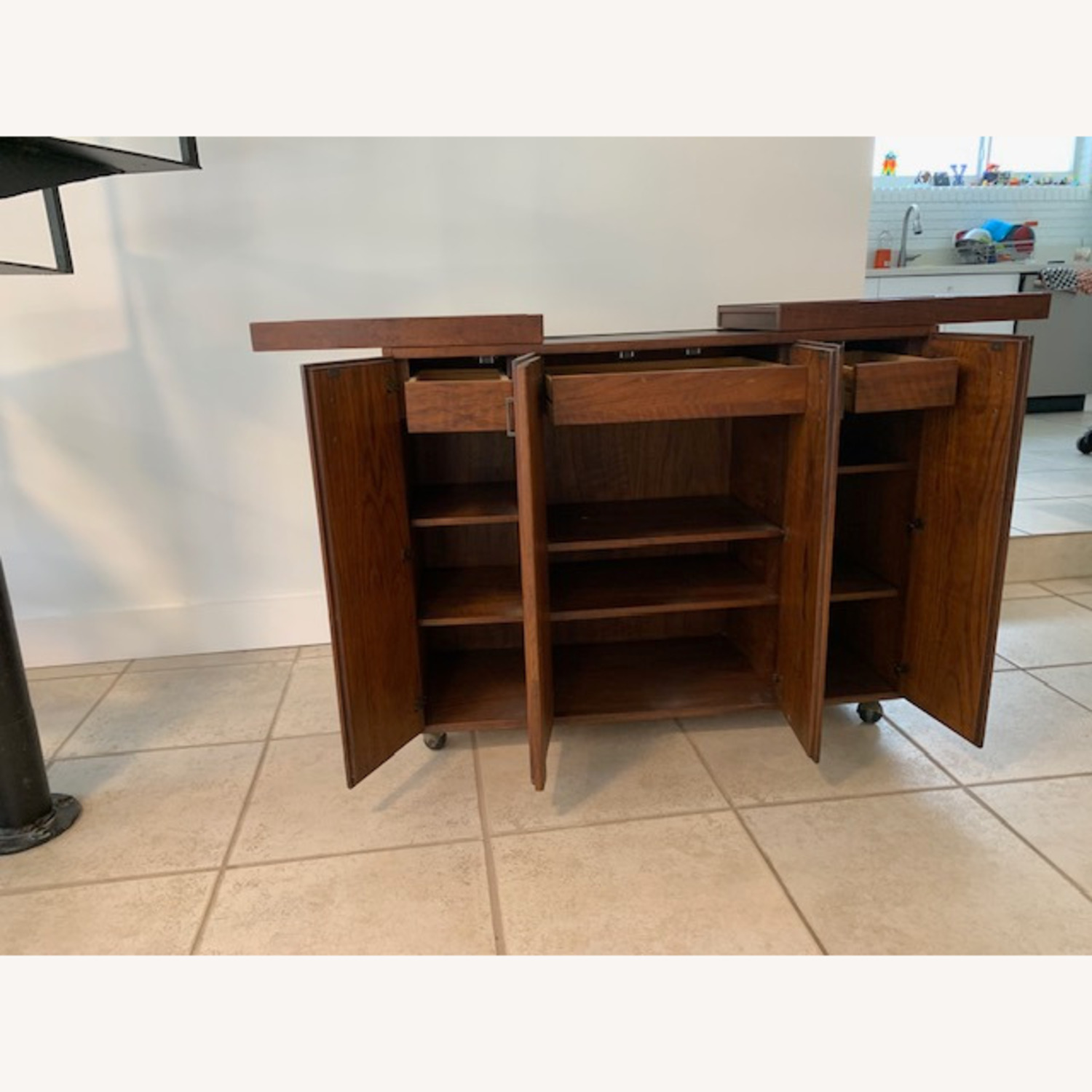 Jack Cartwright Inc. Dark Brown Wood Bar Cart - image-5