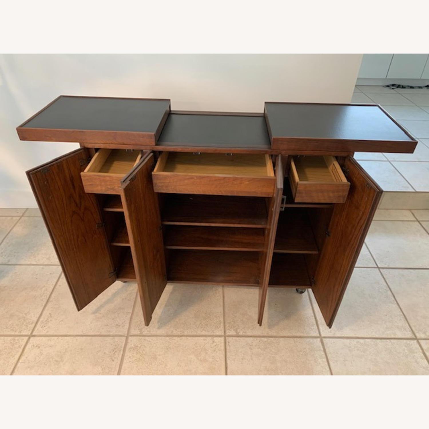 Jack Cartwright Inc. Dark Brown Wood Bar Cart - image-3