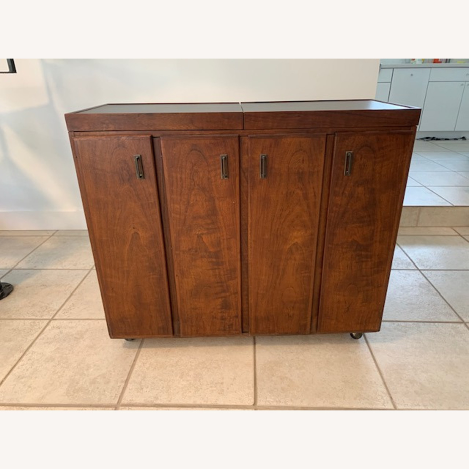 Jack Cartwright Inc. Dark Brown Wood Bar Cart - image-1