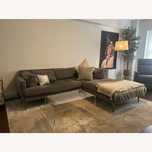 Used West Elm Dark Gray Microsuede 3+ Piece Sectional for sale on AptDeco