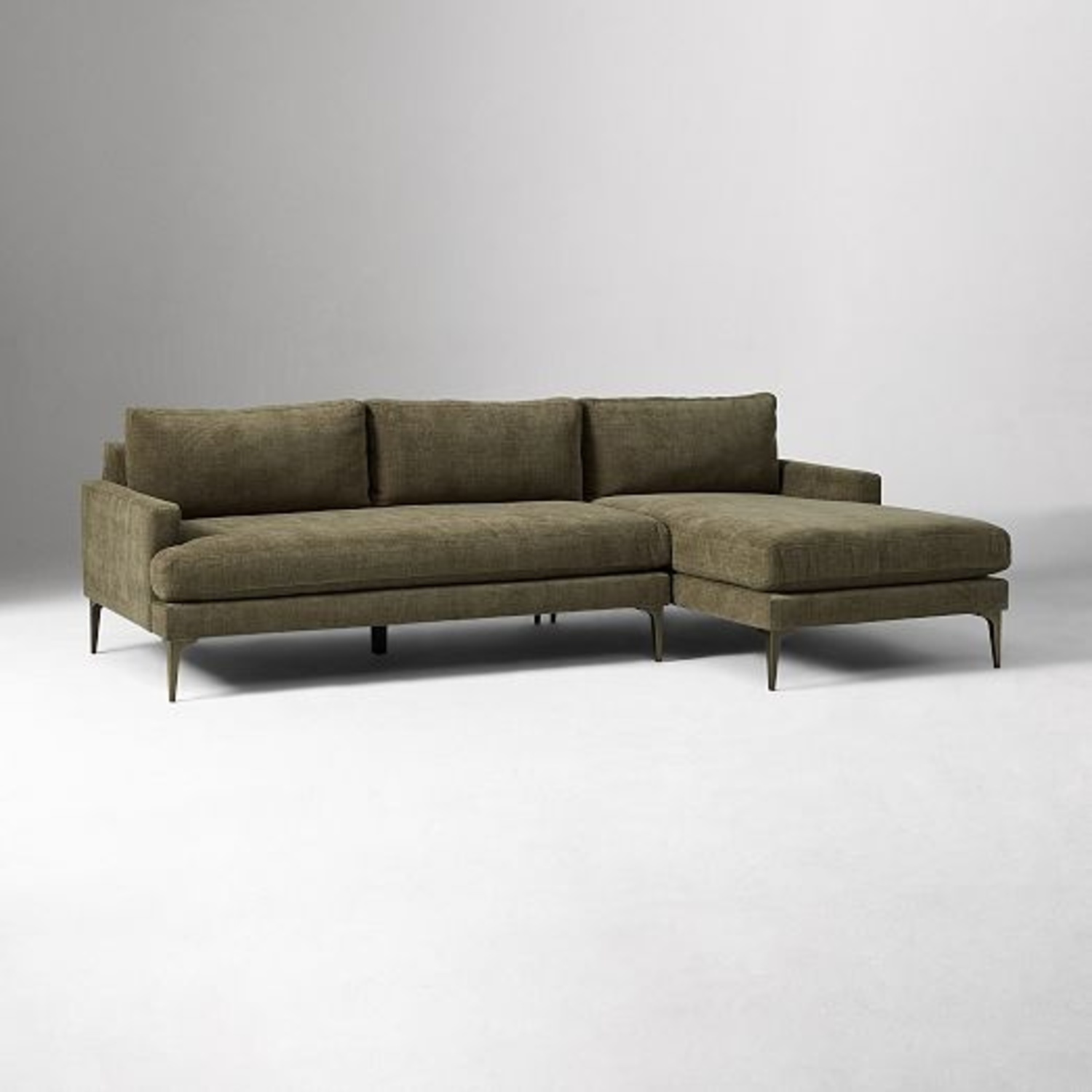 West Elm Dark Gray Microsuede 3+ Piece Sectional - image-5