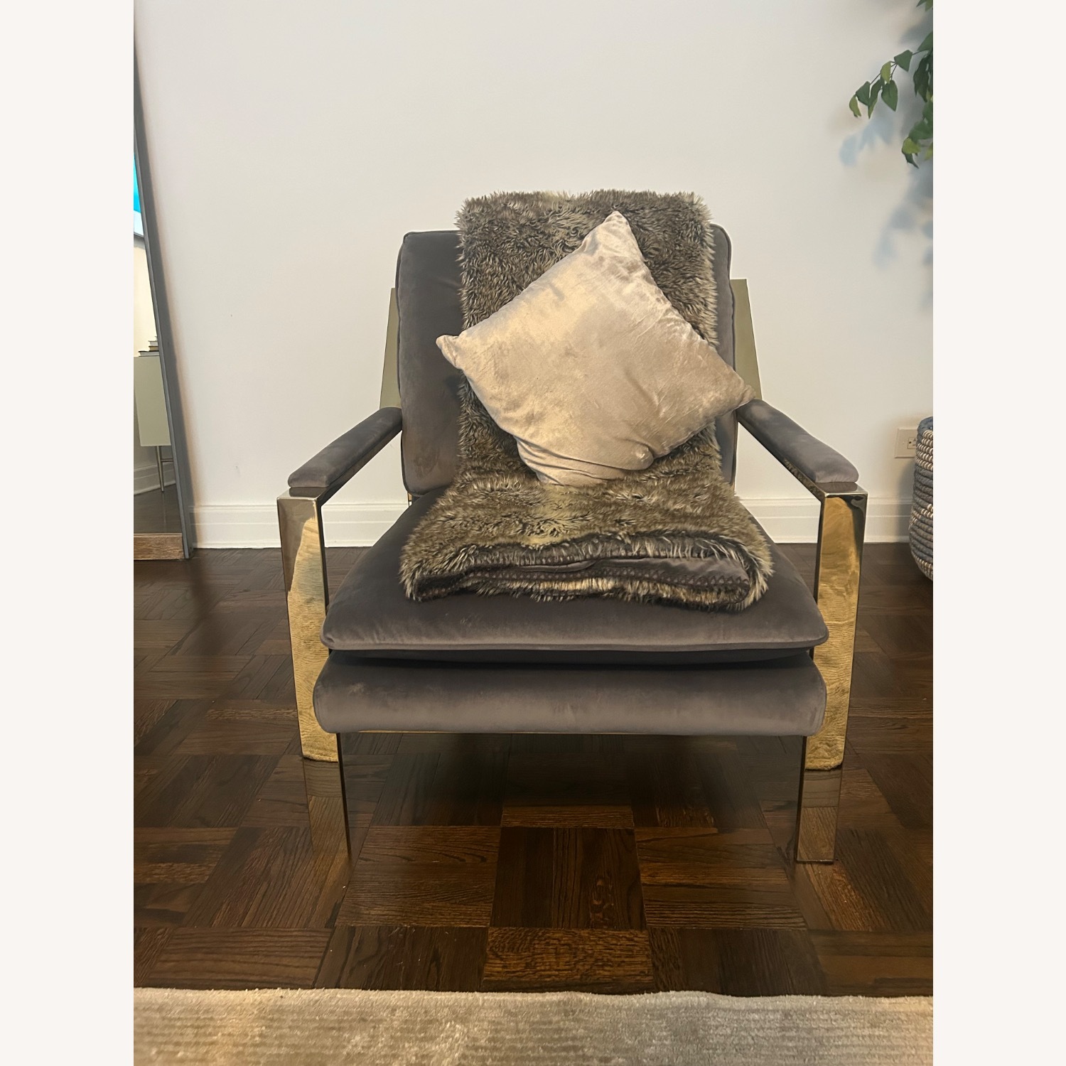 Wayfair Dark Gray Velvet Accent Chair - image-3