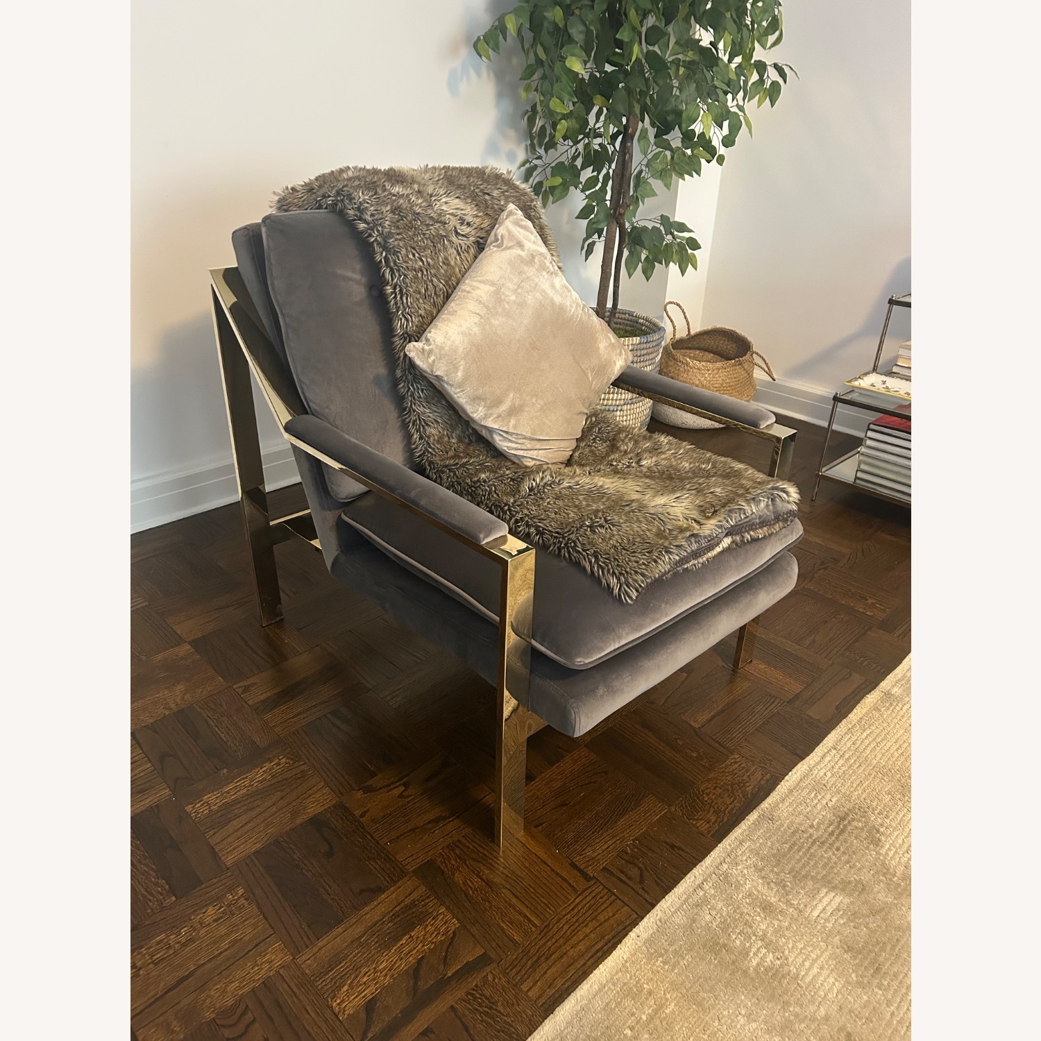 Wayfair Dark Gray Velvet Accent Chair - image-4