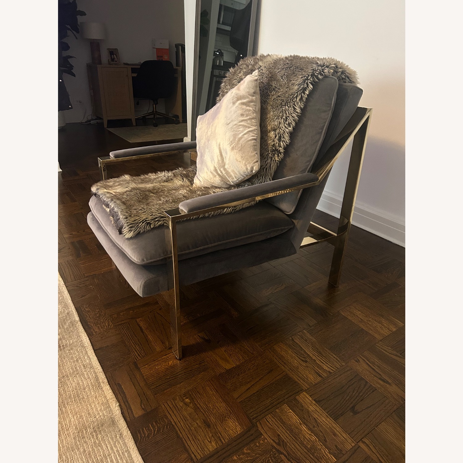 Wayfair Dark Gray Velvet Accent Chair - image-5