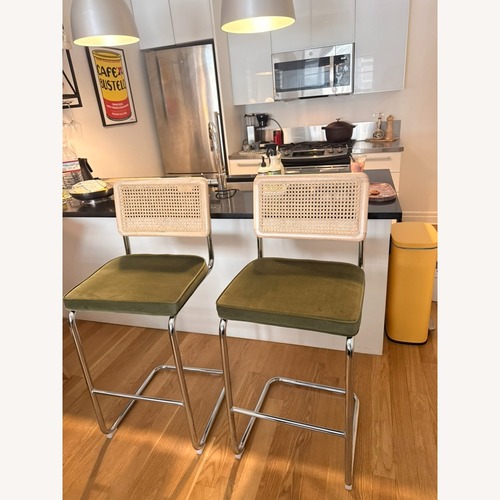 Used AllModern Walsh Velvet Counter Stools (Set of 2)  for sale on AptDeco