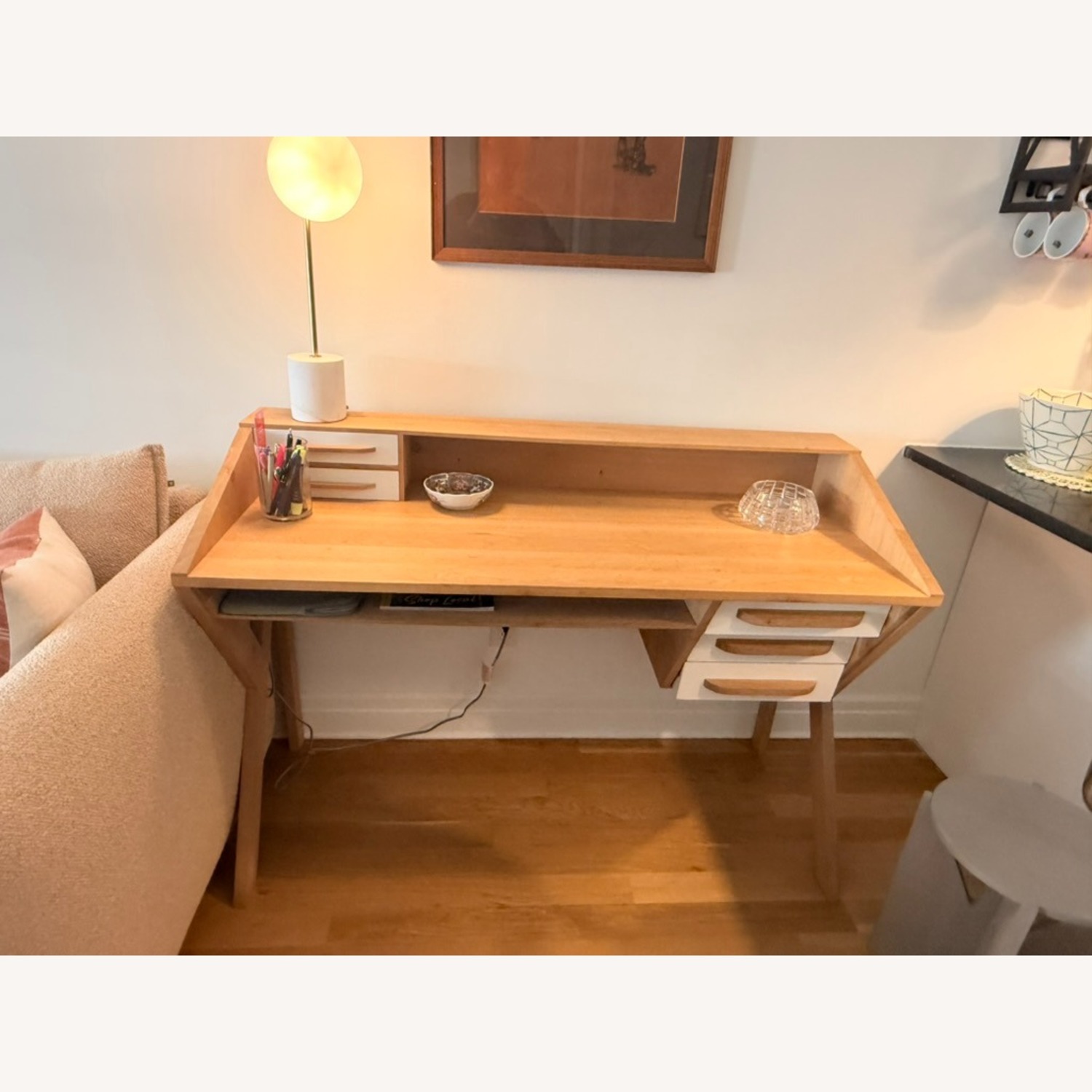 Light Brown Wood Desk - image-2
