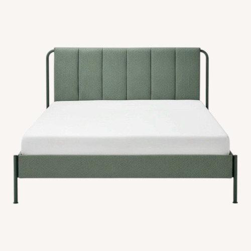 Used IKEA TÄLLÅSEN Green Fabric Queen Bed for sale on AptDeco