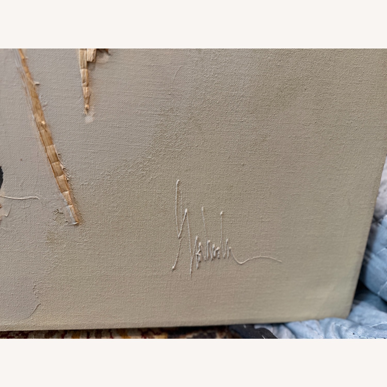 Large Vintage Signed Mixed Media Abstract Textured - image-1