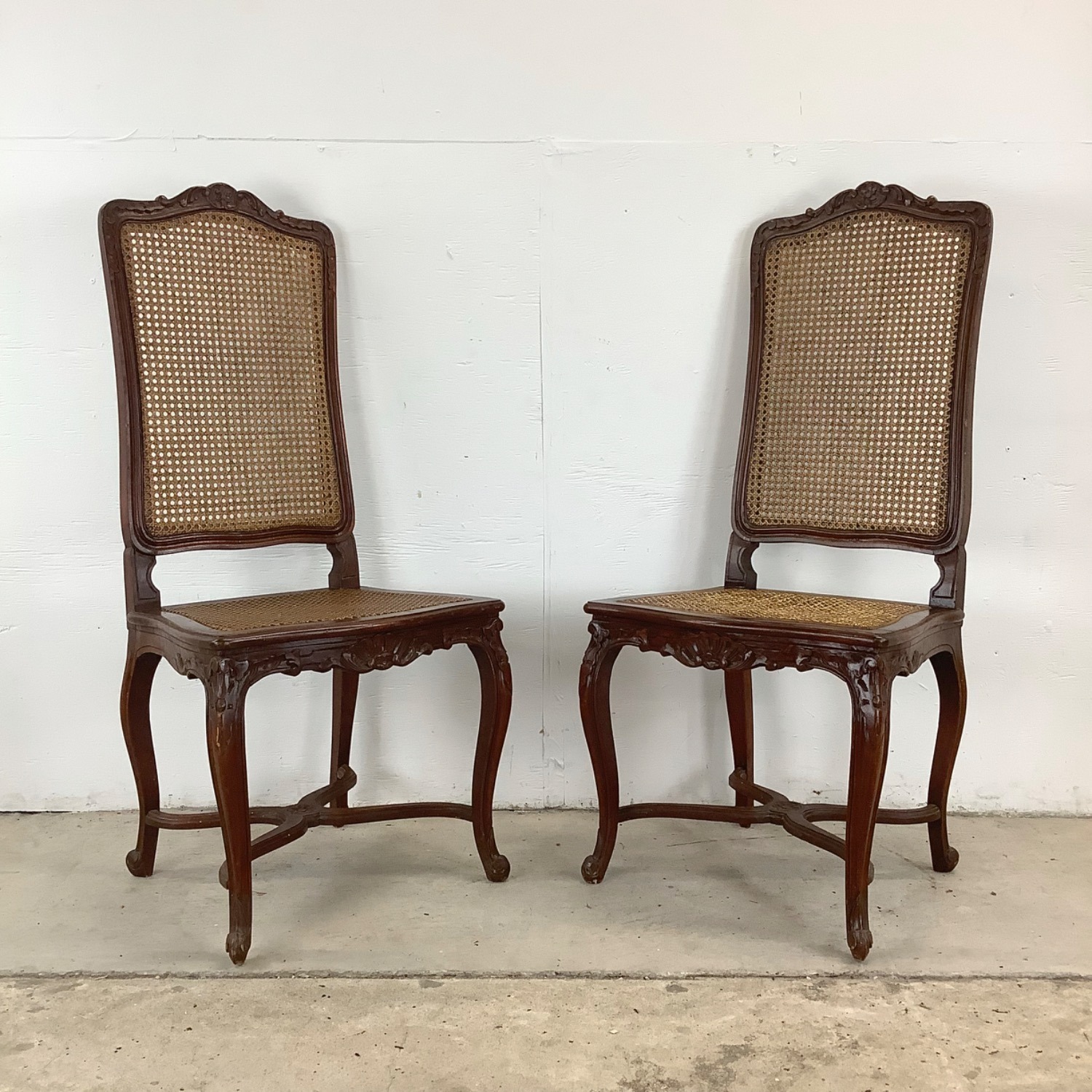 Antique Cane Seat Dining Chairs Set 4 - image-7