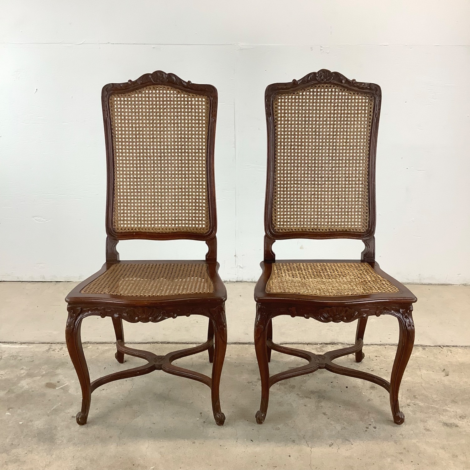Antique Cane Seat Dining Chairs Set 4 - image-3