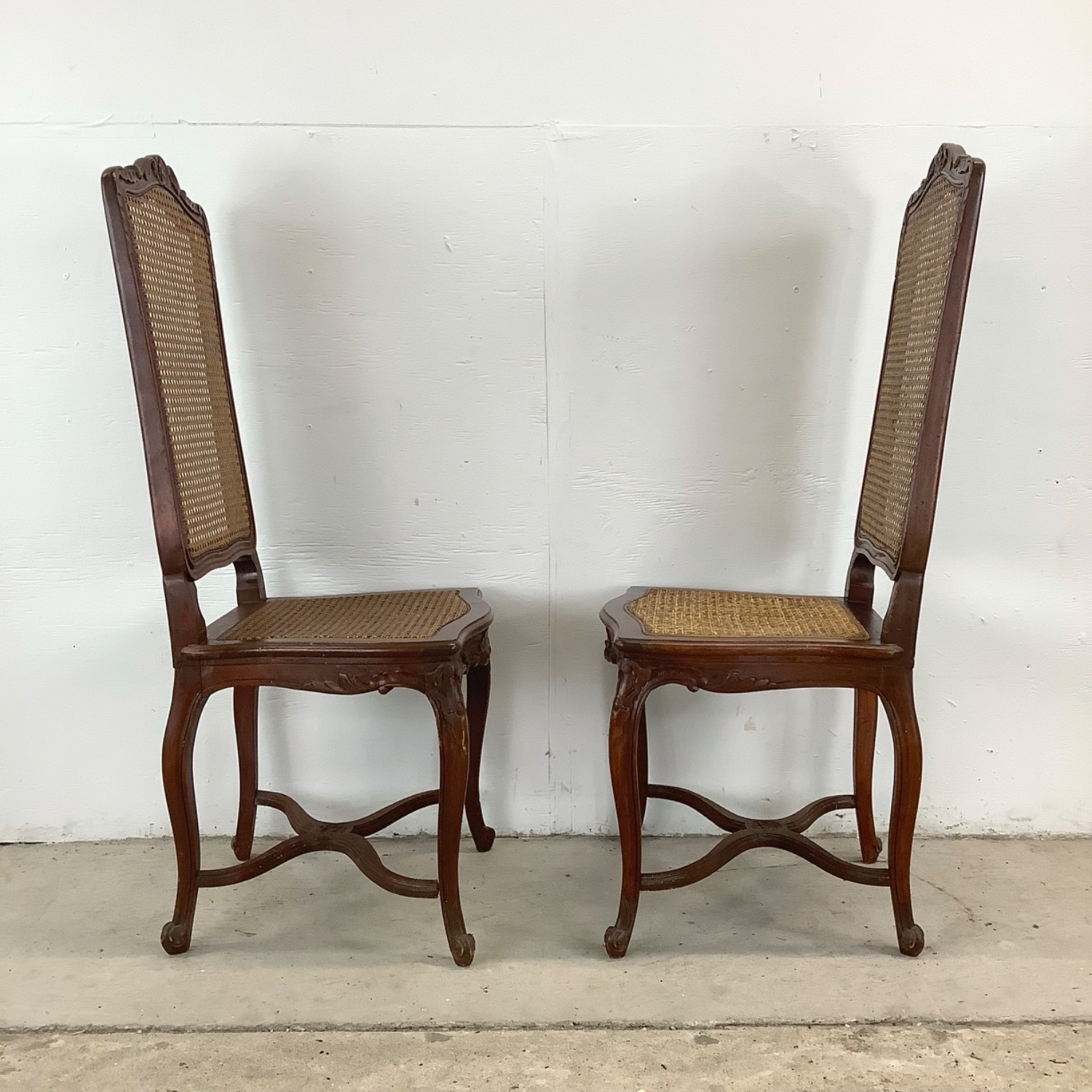 Antique Cane Seat Dining Chairs Set 4 - image-9