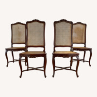 Antique Cane Seat Dining Chairs Set 4