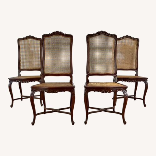 Used Antique Cane Seat Dining Chairs Set 4 for sale on AptDeco