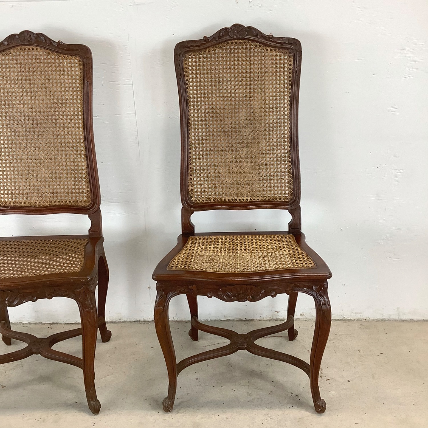 Antique Cane Seat Dining Chairs Set 4 - image-6