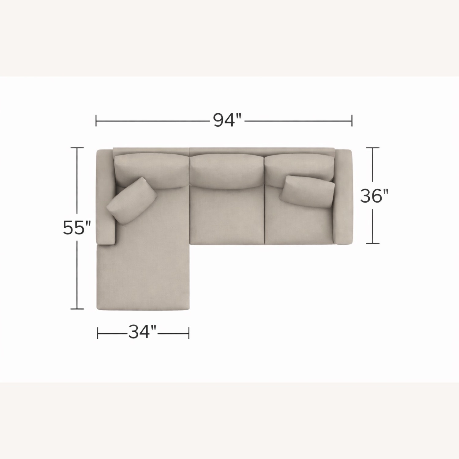 Room & Board Metro L Chaise 94” in Tatum Gray - image-9