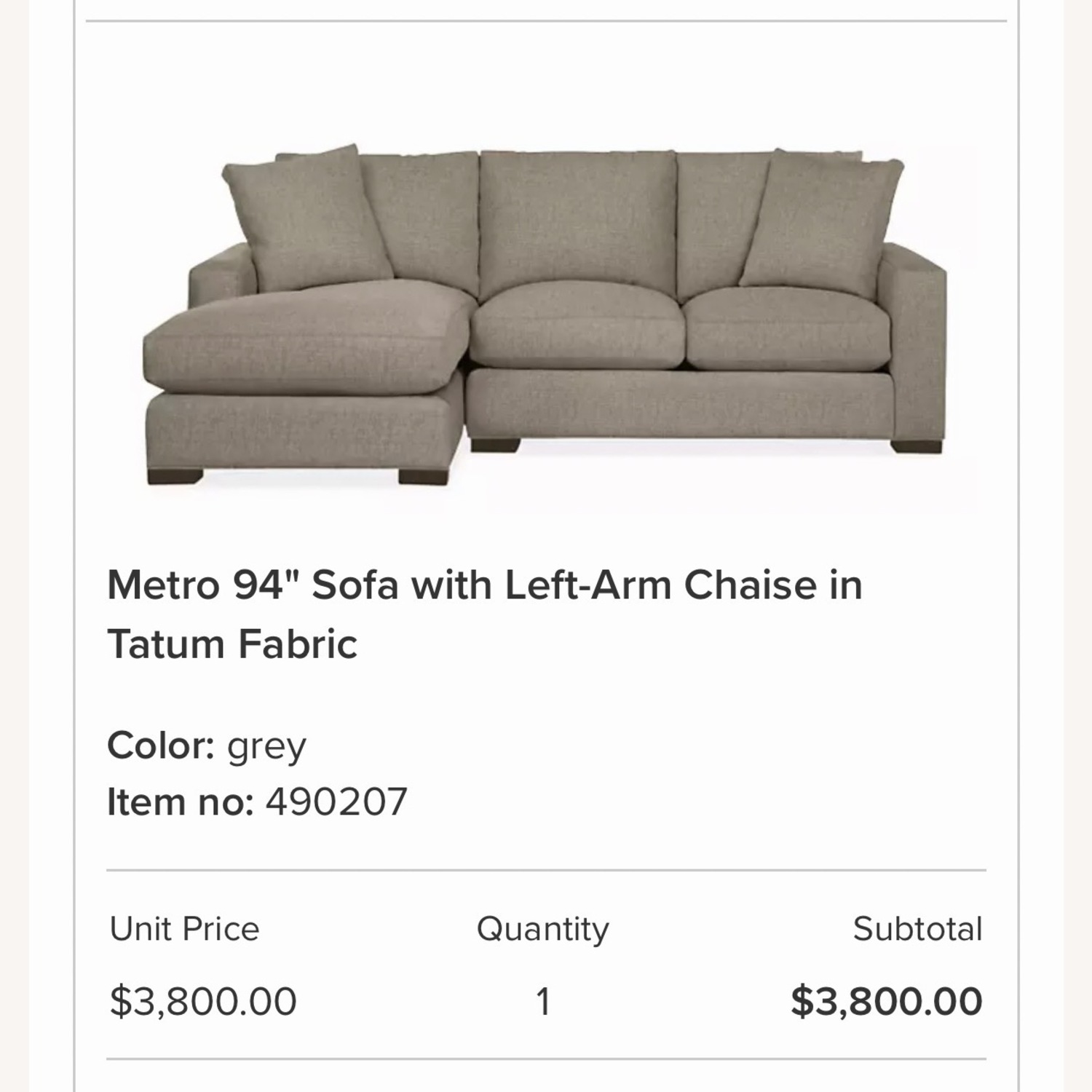 Room & Board Metro L Chaise 94” in Tatum Gray - image-8