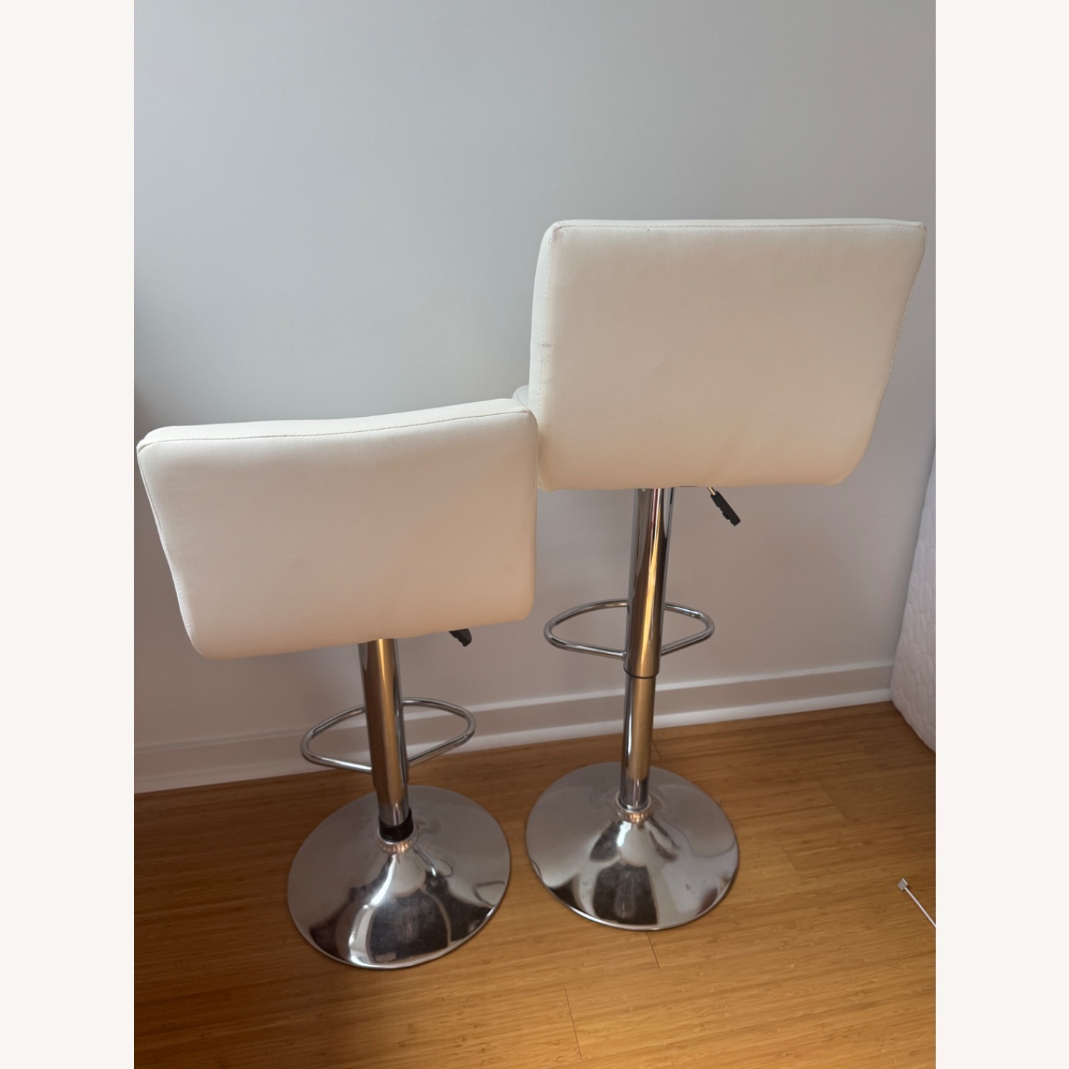 White Faux Leather Stools - image-3