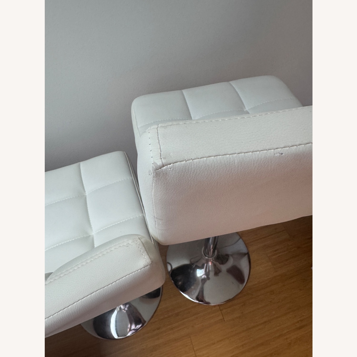 White Faux Leather Stools - image-4