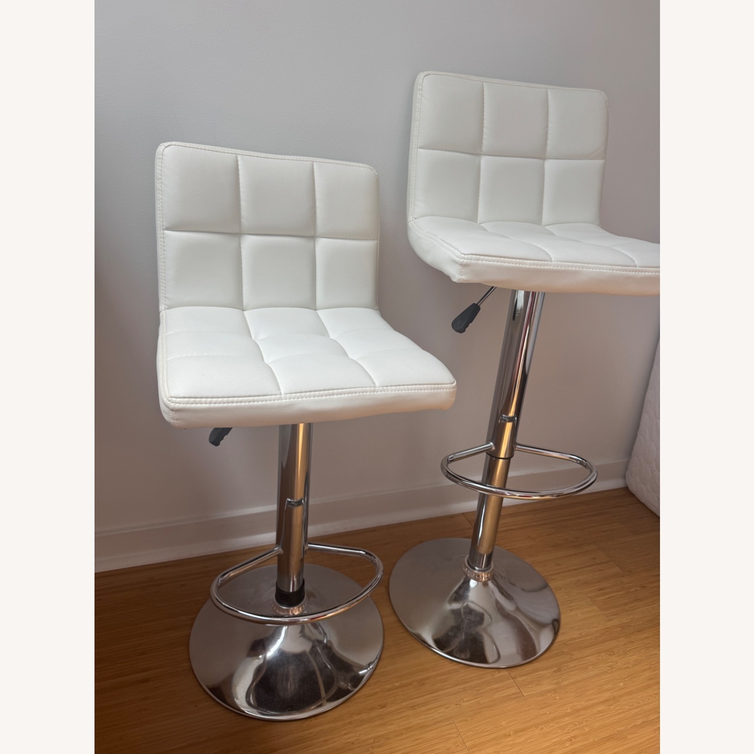 White Faux Leather Stools - image-2