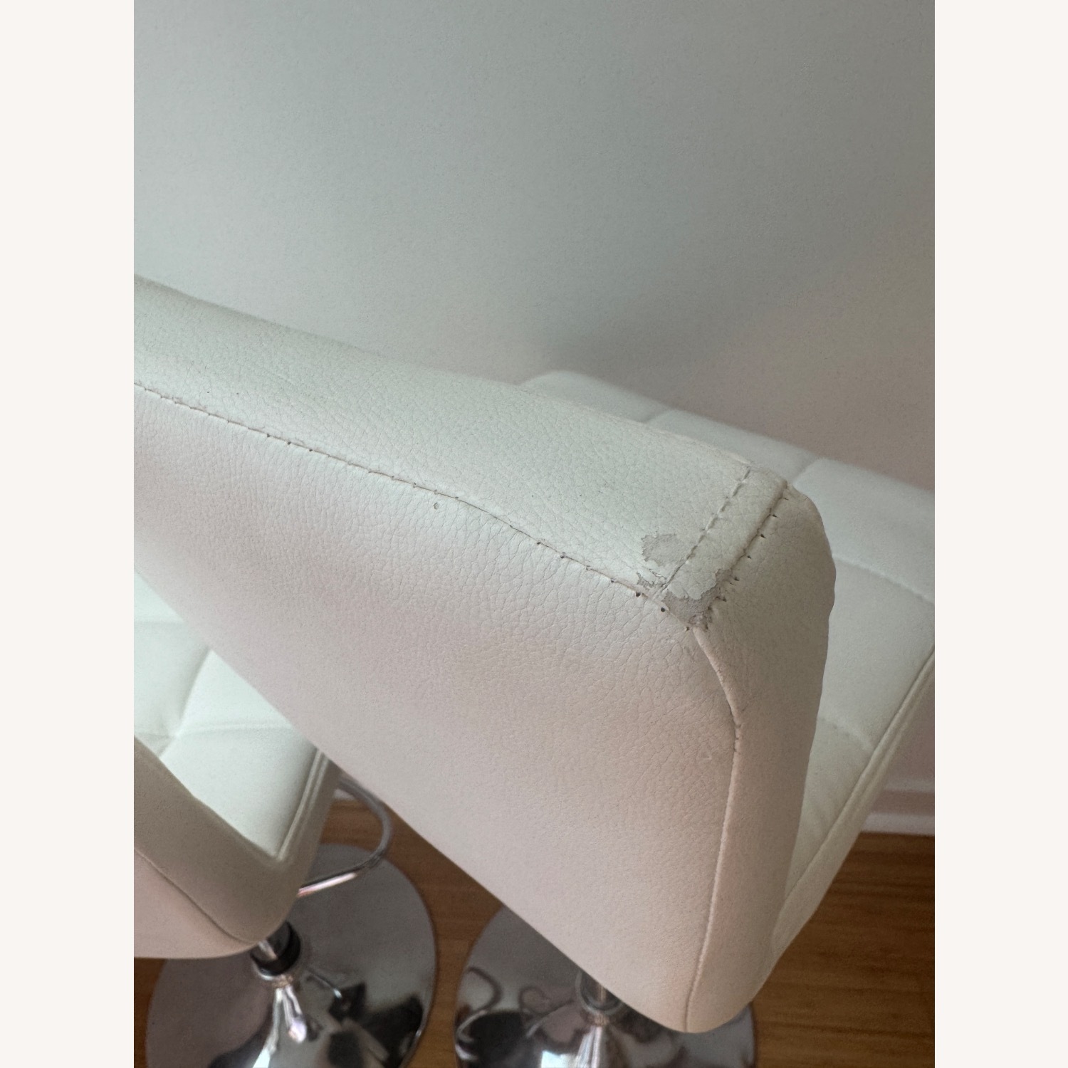 White Faux Leather Stools - image-5