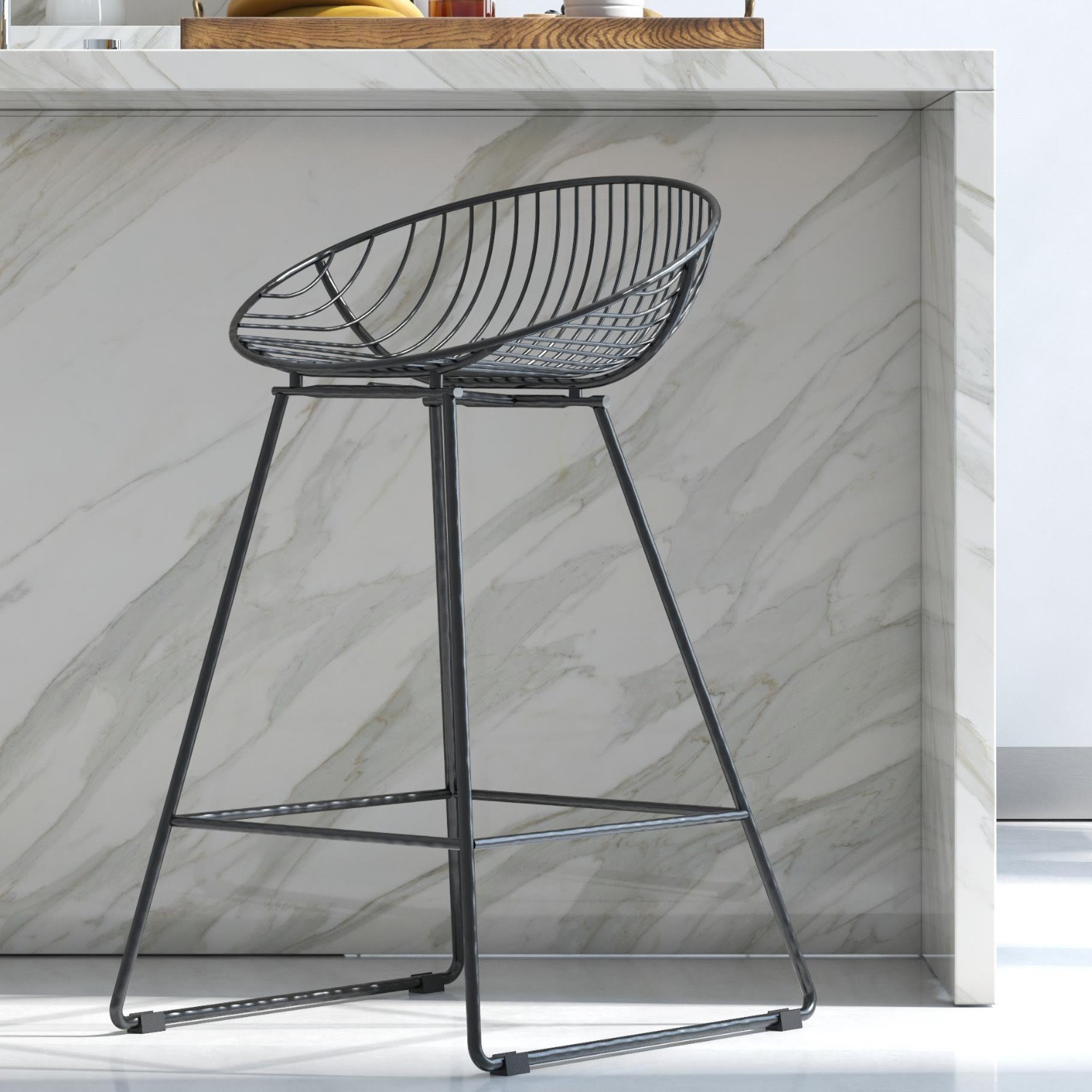 25" Black Metal Stools - image-1
