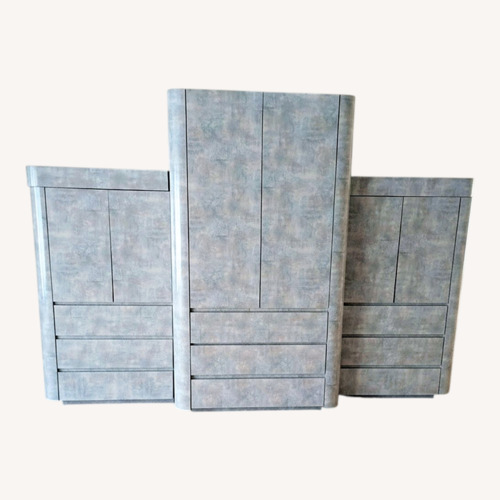 Used Light Gray Wood Armoire for sale on AptDeco