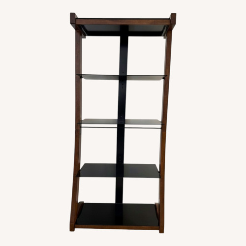 Used Raymour & Flanigan 66" Wood and Glass Tower for sale on AptDeco