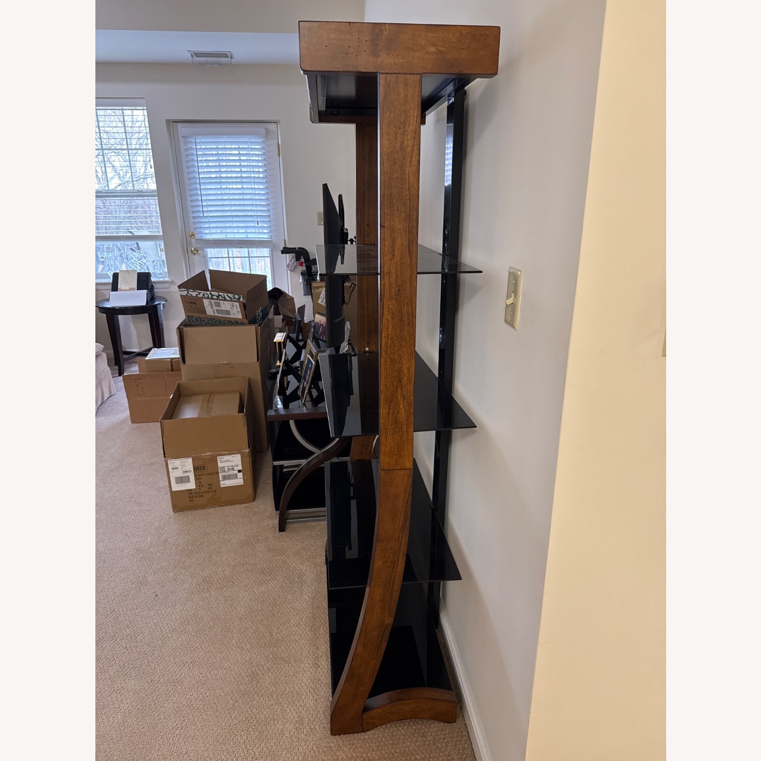 Raymour & Flanigan 66" Wood and Glass Tower - image-2