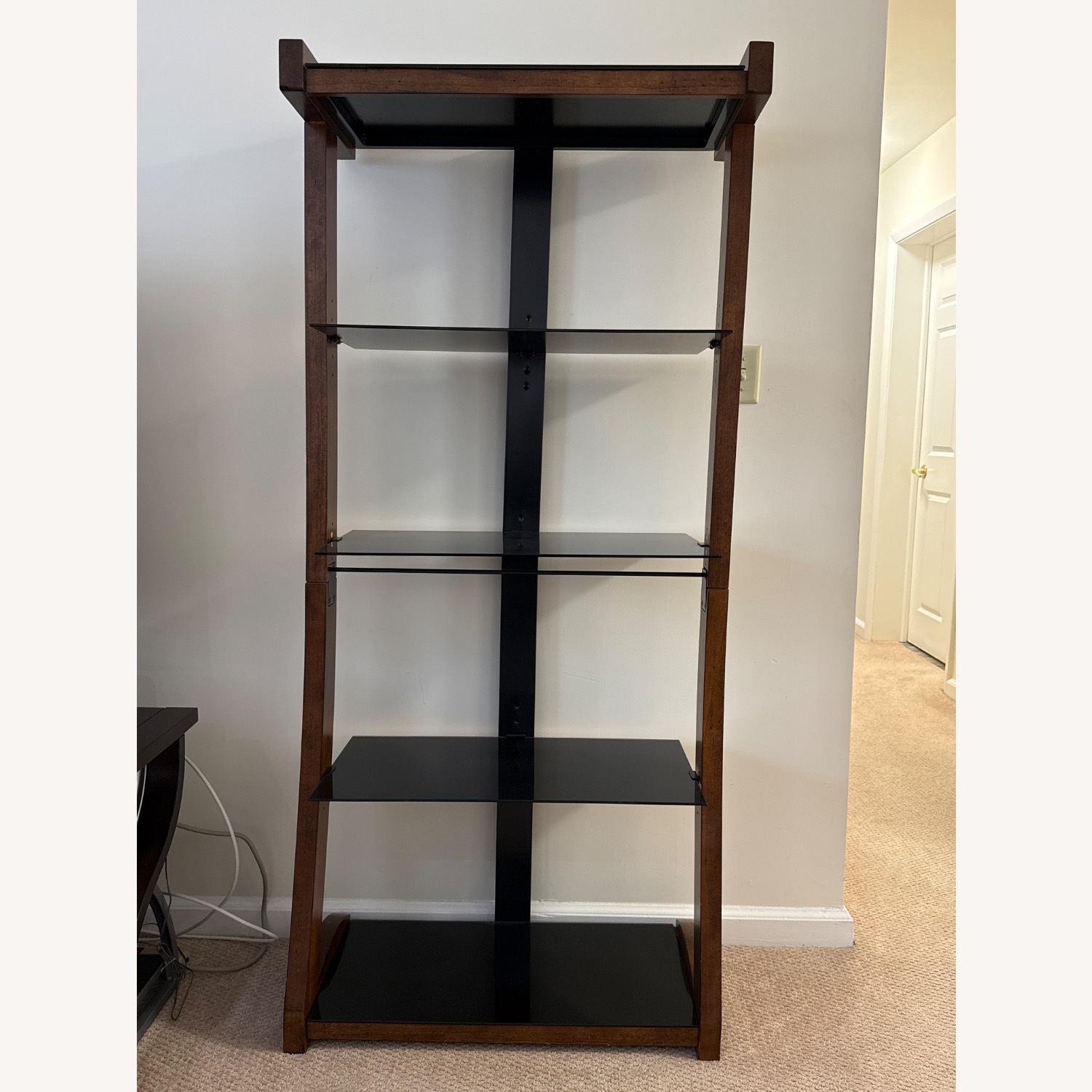 Raymour & Flanigan 66" Wood and Glass Tower - image-1