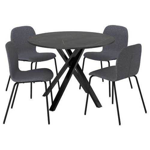 Used IKEA MARIEDAMM / KARLPETTER Black Metal Dining Table for sale on AptDeco