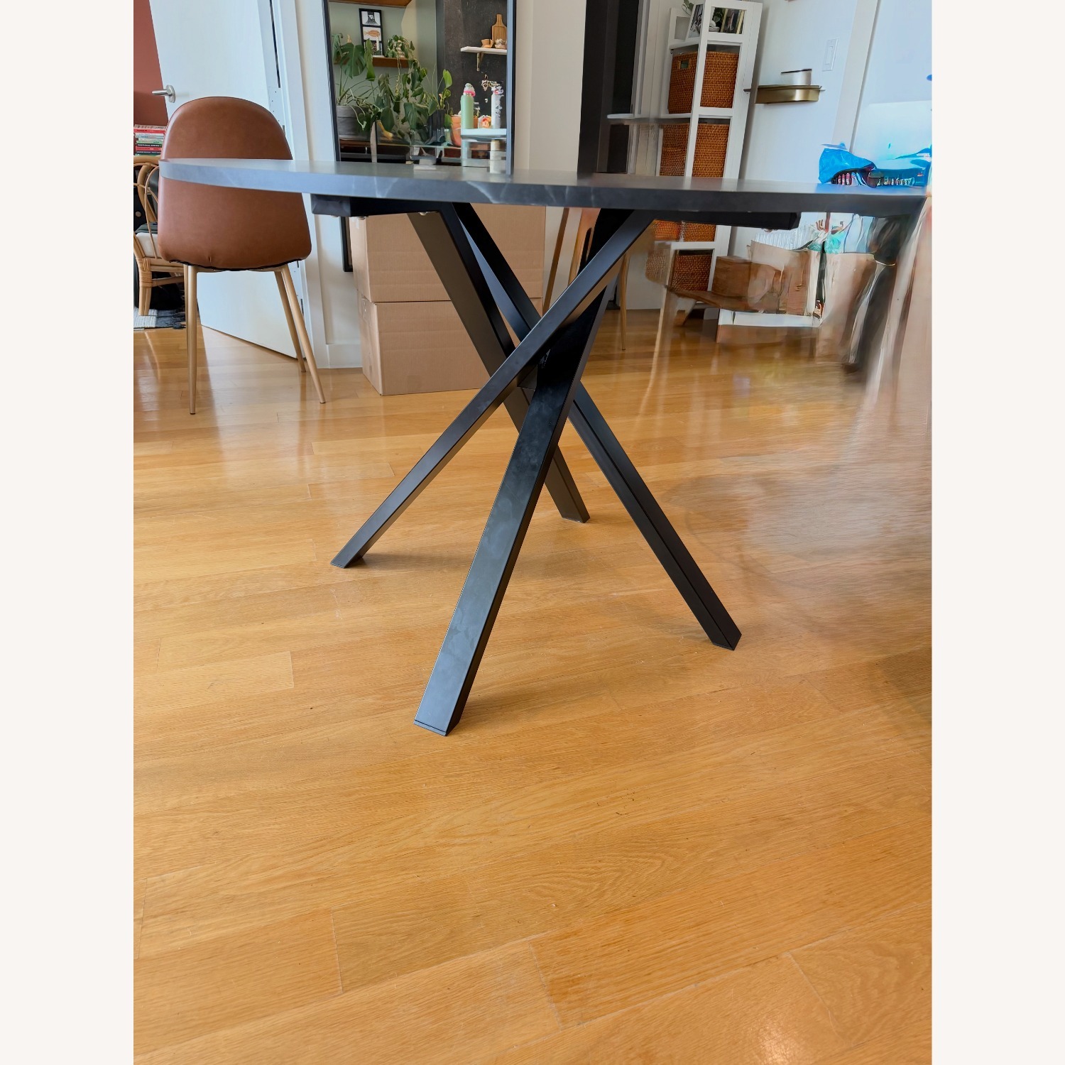 IKEA MARIEDAMM / KARLPETTER Black Metal Dining Table - image-4