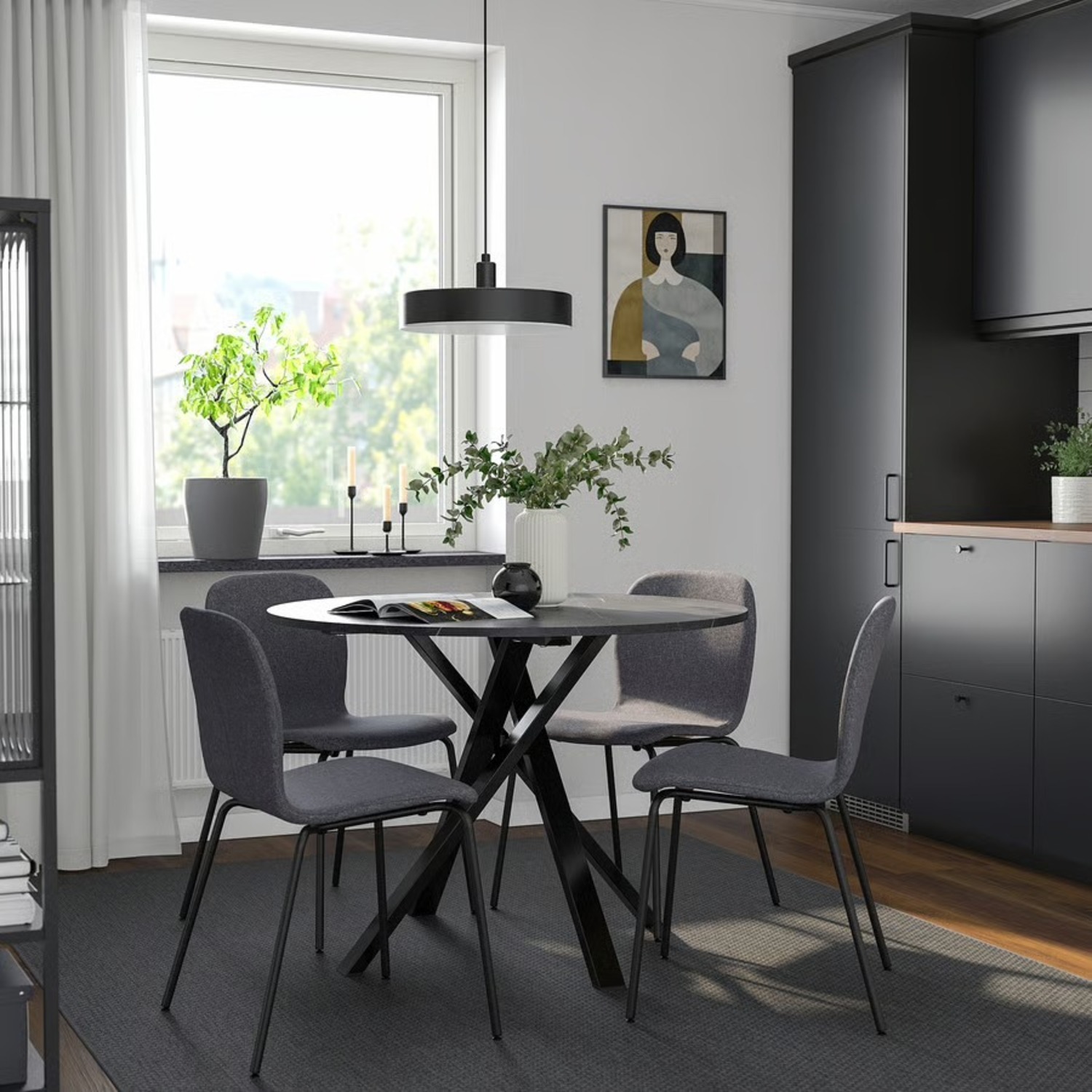 IKEA MARIEDAMM / KARLPETTER Black Metal Dining Table - image-2