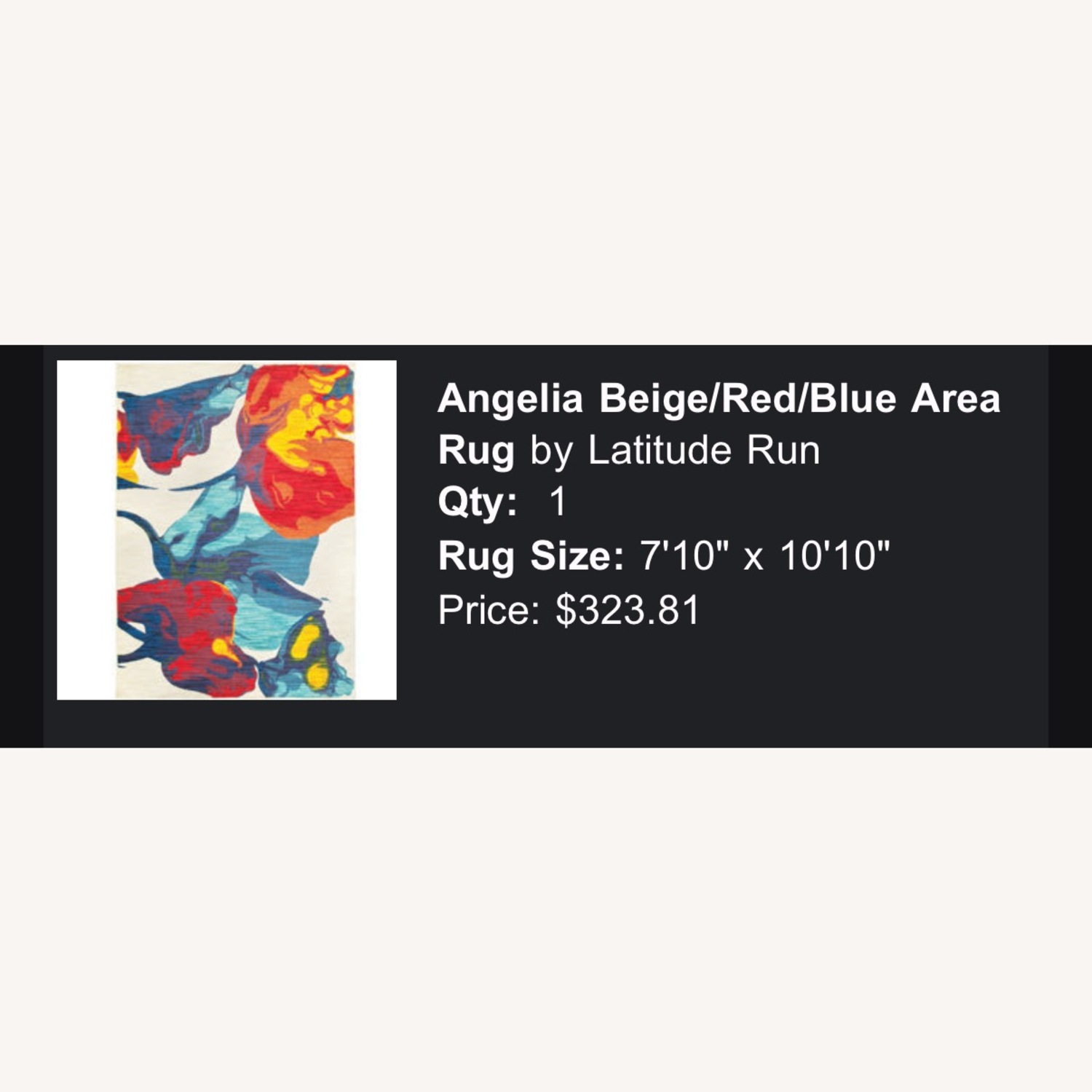 Beige / Red/ Blue Area Rug (Approx 7'10" x 10'10") - image-2