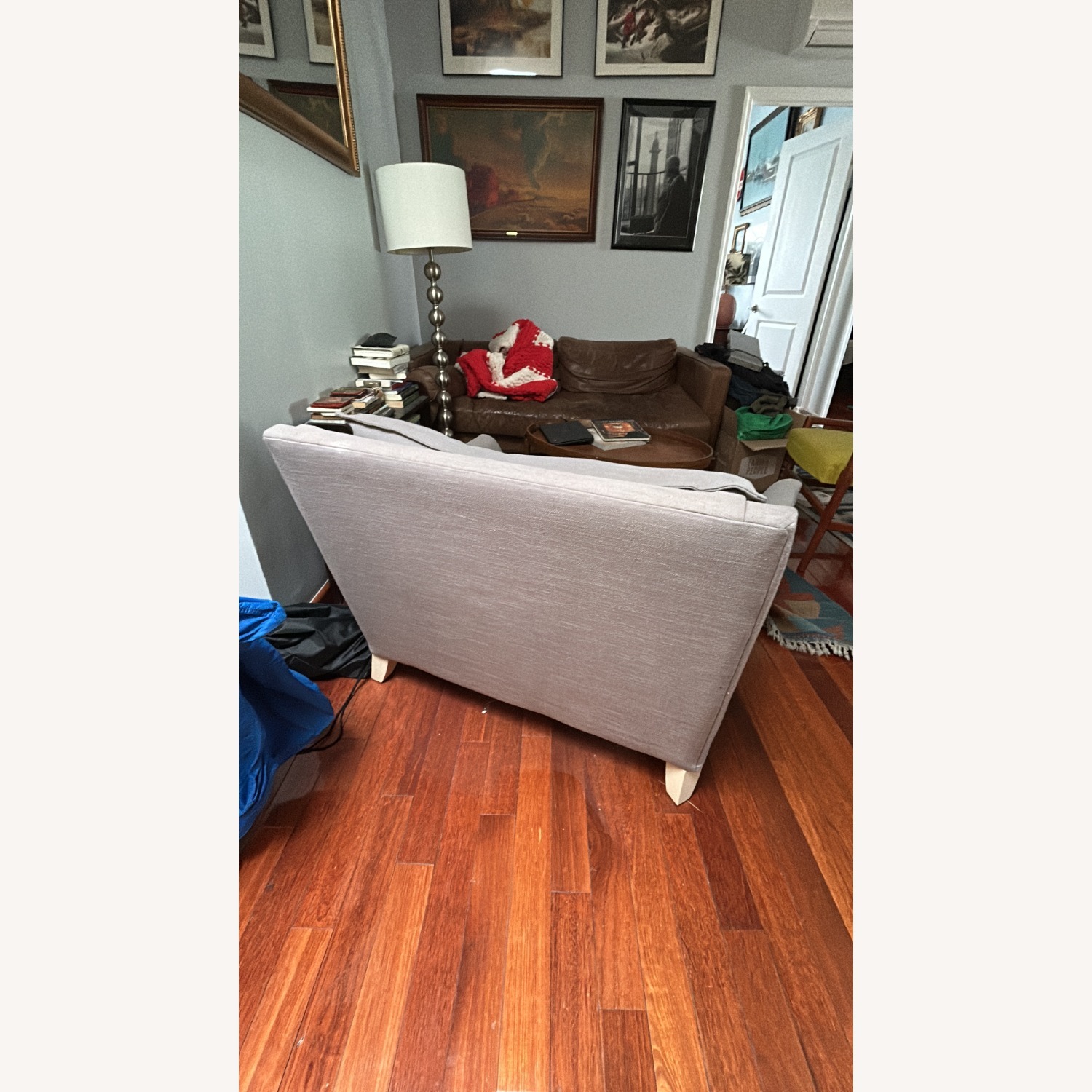 West Elm Bliss Light Gray Linen Chair and a Half - image-3