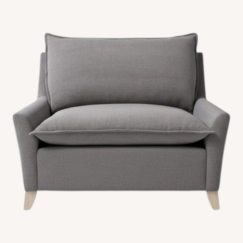 Used West Elm Bliss Light Gray Linen Chair and a Half for sale on AptDeco