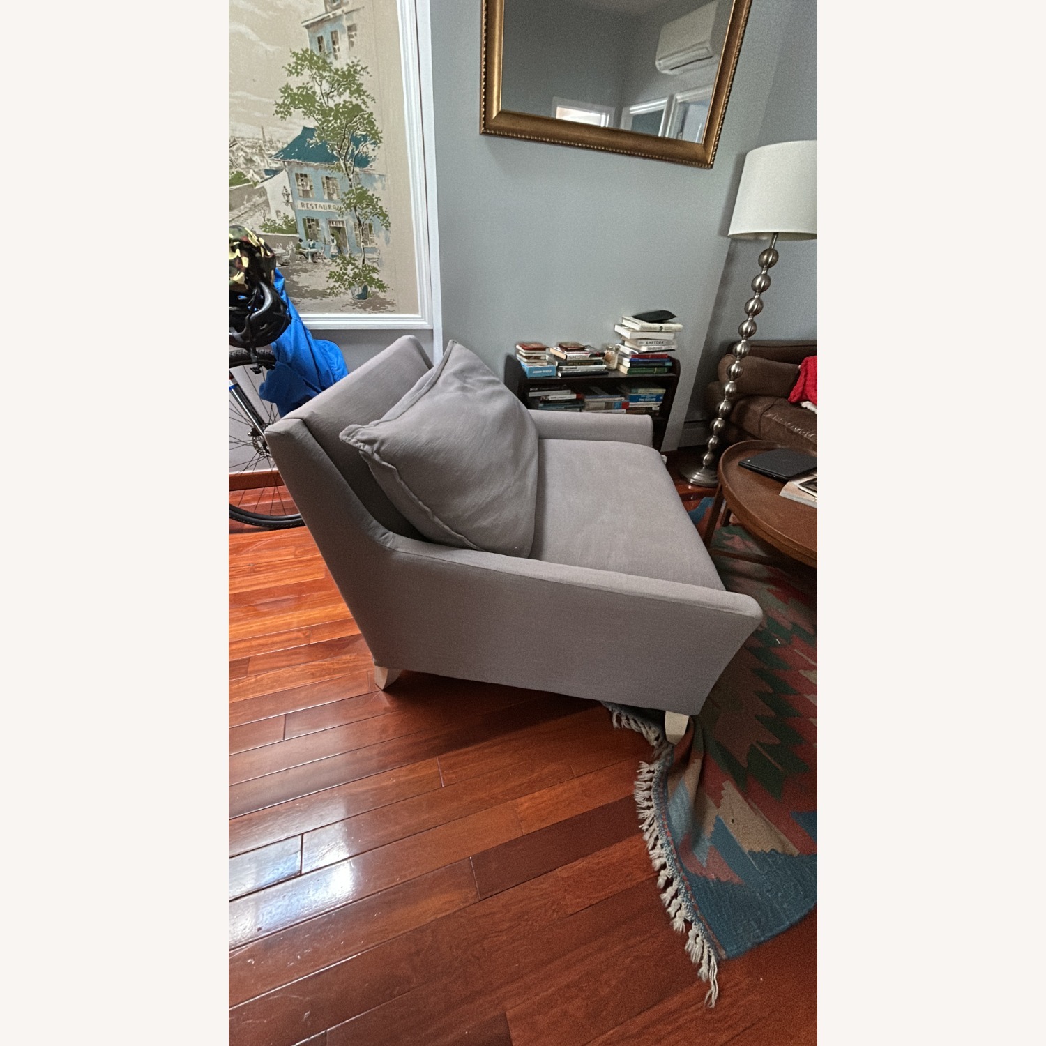 West Elm Bliss Light Gray Linen Chair and a Half - image-2